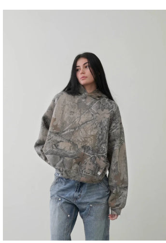 Women's Printed Long Sleeve Hooded Pullover Sweater