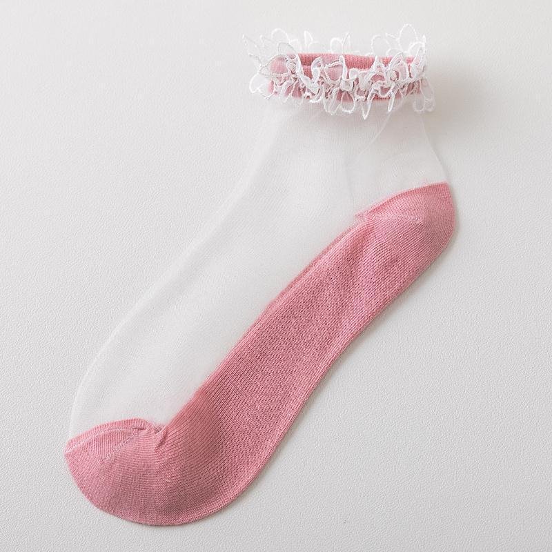 Thin Crystal Silk Socks for Women - 6 Pack