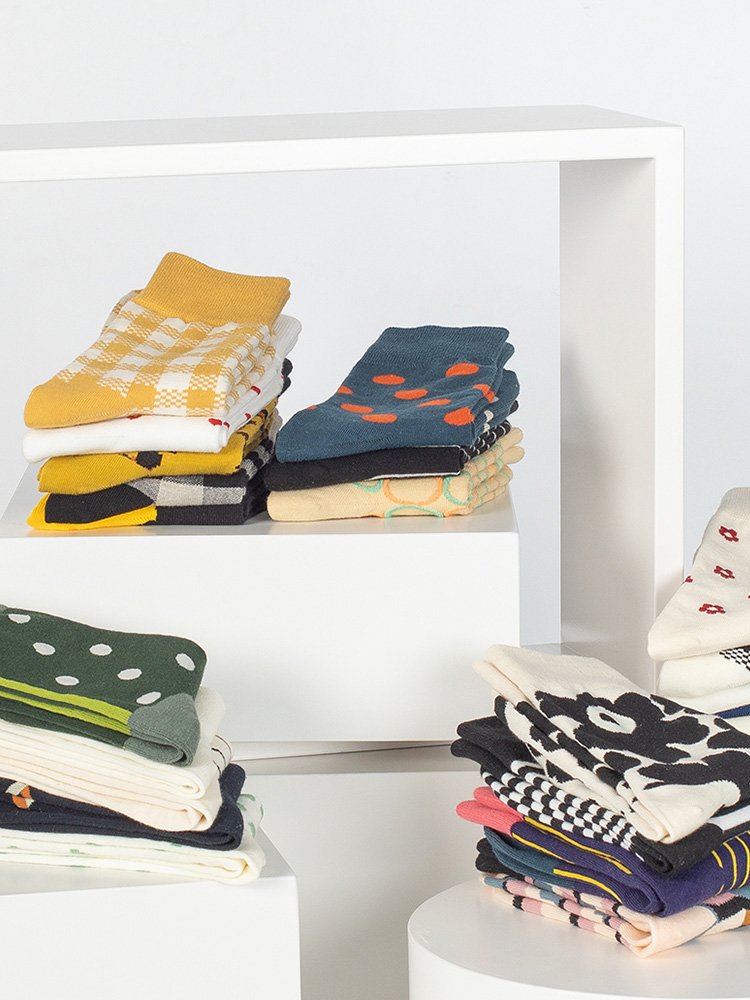 Striped Knee-High Cotton Stockings for Women