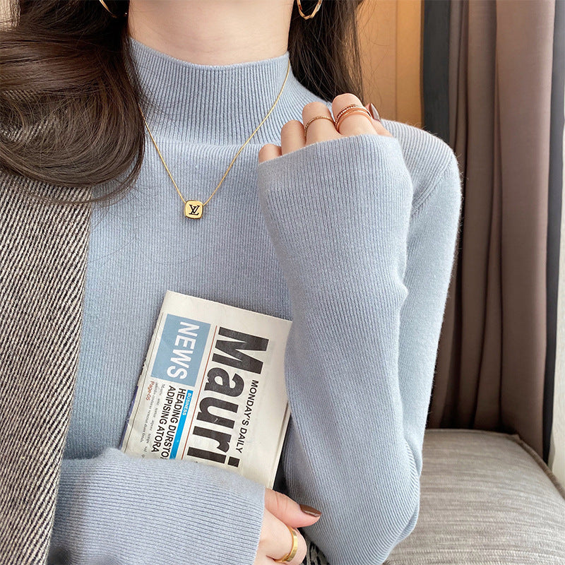 Slim-Fit Mock Neck Long-Sleeve Layering Sweater
