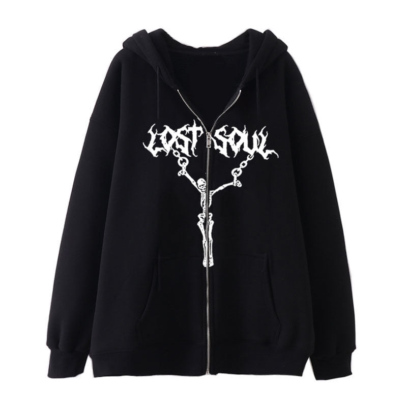 Women's Skeleton Zip-Up Streetwear Hoodie