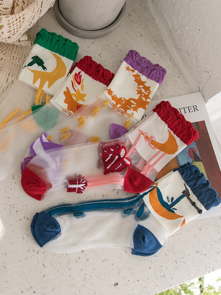 Thin Crystal Socks for Women - 4 Pack