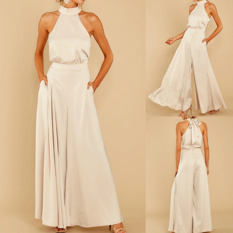 Beige Off-Shoulder Jumpsuit for Women