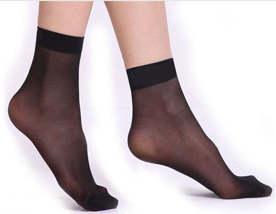 Ultra Thin Black Stockings for Women - Core-Spun Silk Socks