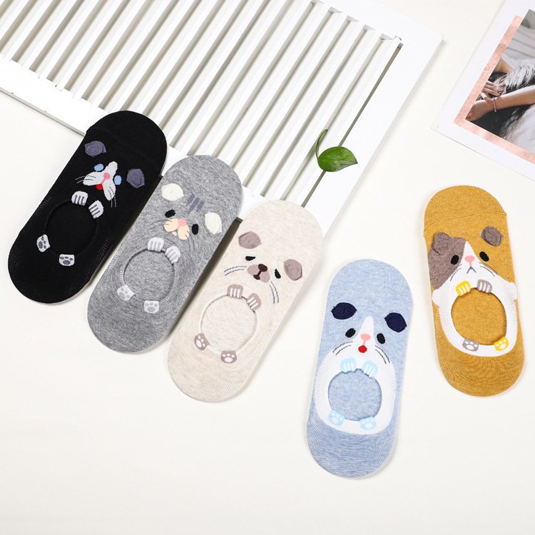 Cartoon Mouse Boat Socks for Women