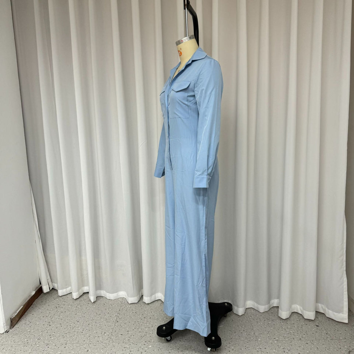 Chic Casual Polo Collar Solid Color Women's Jumpsuit