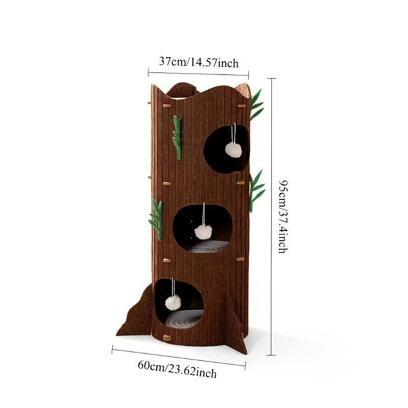 Multi-tier Cat Tree House  Plush Cushioned Platforms & Enclosed Cozy Cat Bed  Scratching Posts  Sturdy All-in-one Modern Cat Tower  Hanging, Space-saving Design For Indoor Cats  All-season Warmth &