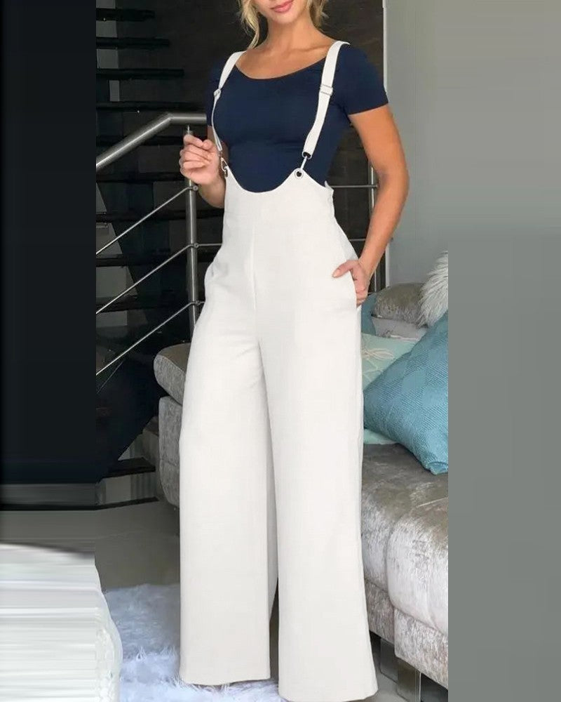 Summer Women's Solid Color Suspender Pants