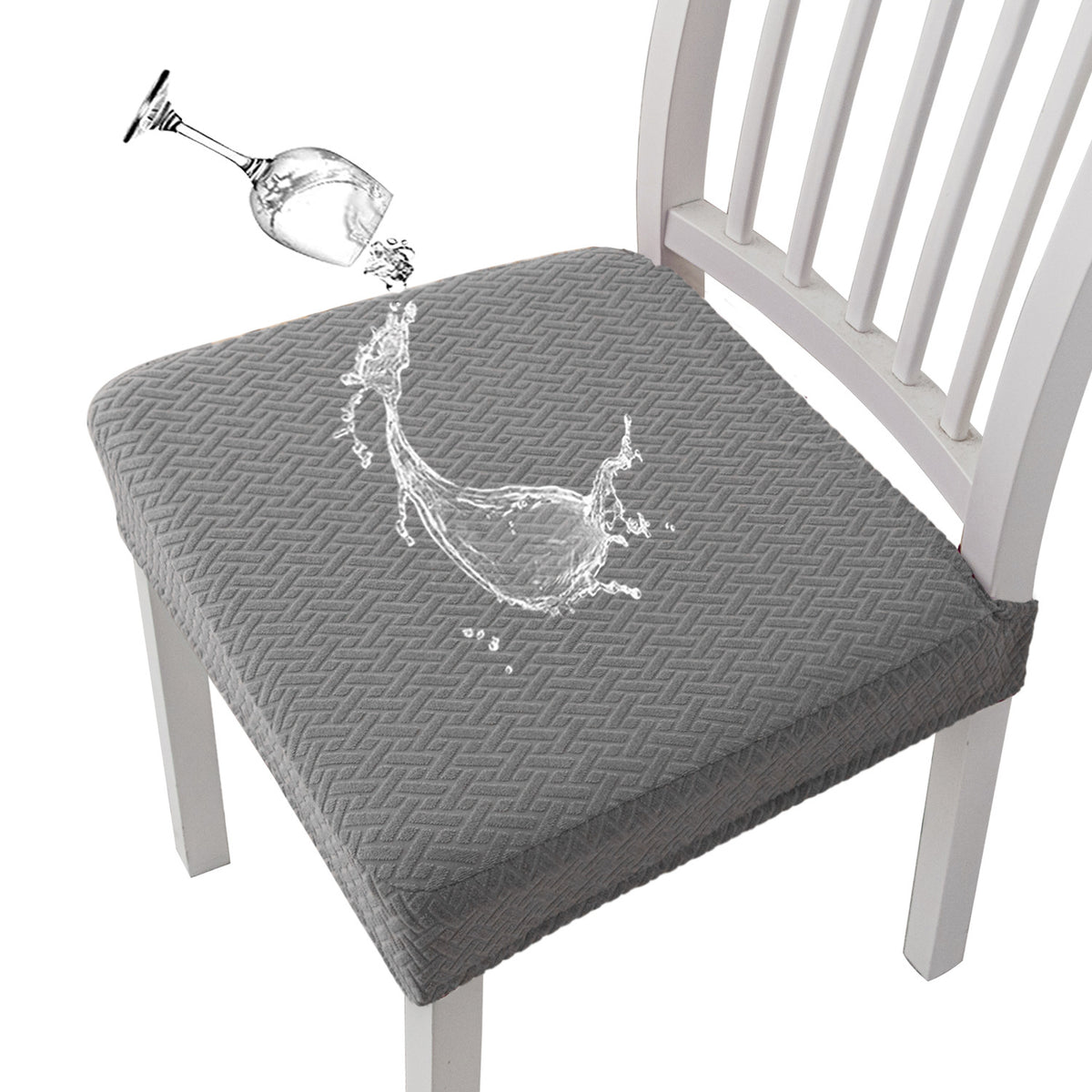 T-shaped Jacquard Waterproof Chair Seat Cover - Dining Chair Slipcover