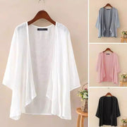 Summer Fashion Womens Solid-color Short-sleeve Cardigan