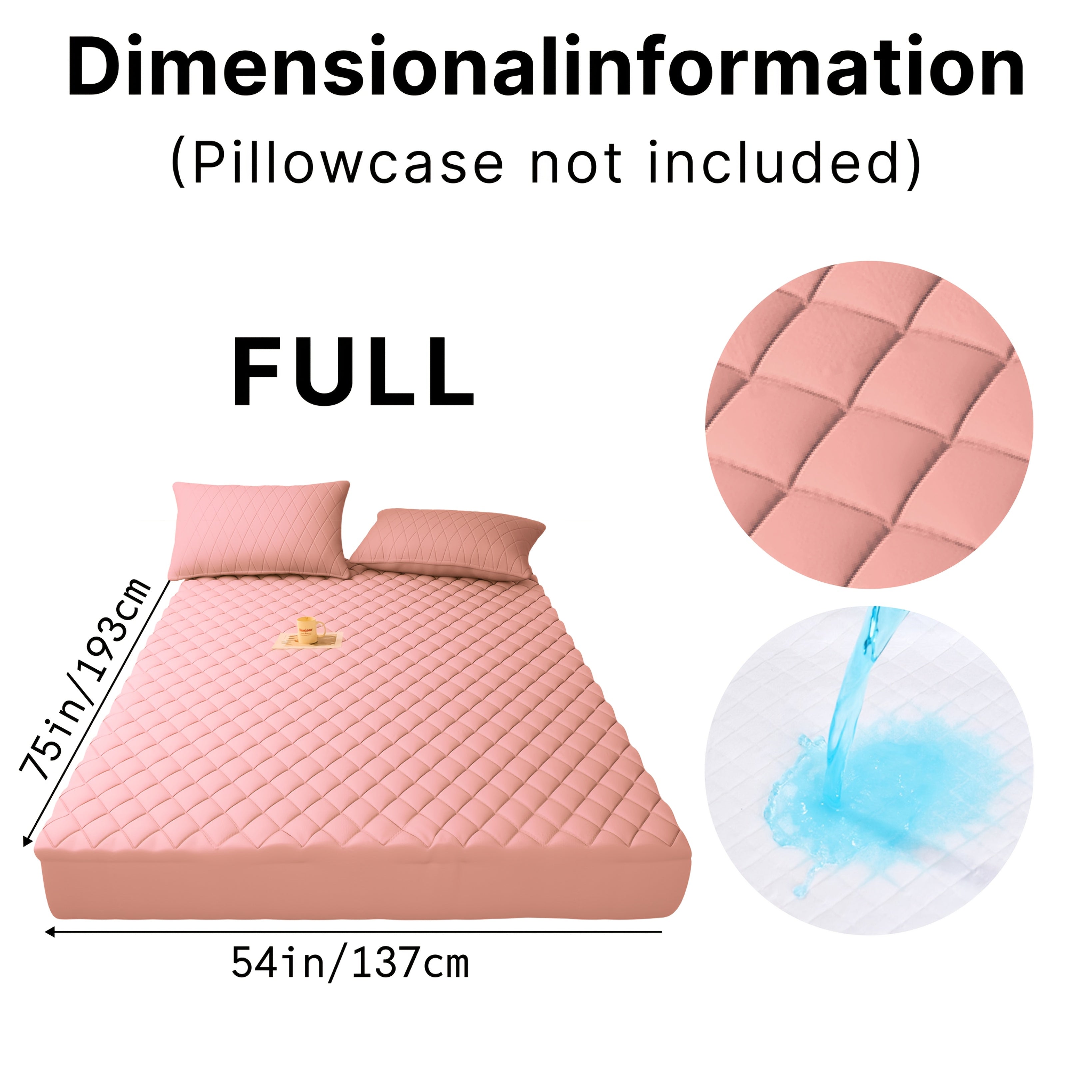 Waterproof Mattress Protector Quilted Thickened Comfortable Bedspread Layer with Deep Pocket Design, Warm Breathable Bedding for Bedroom Guest Room Hotel, Great for Holiday Gifts Black Friday And...