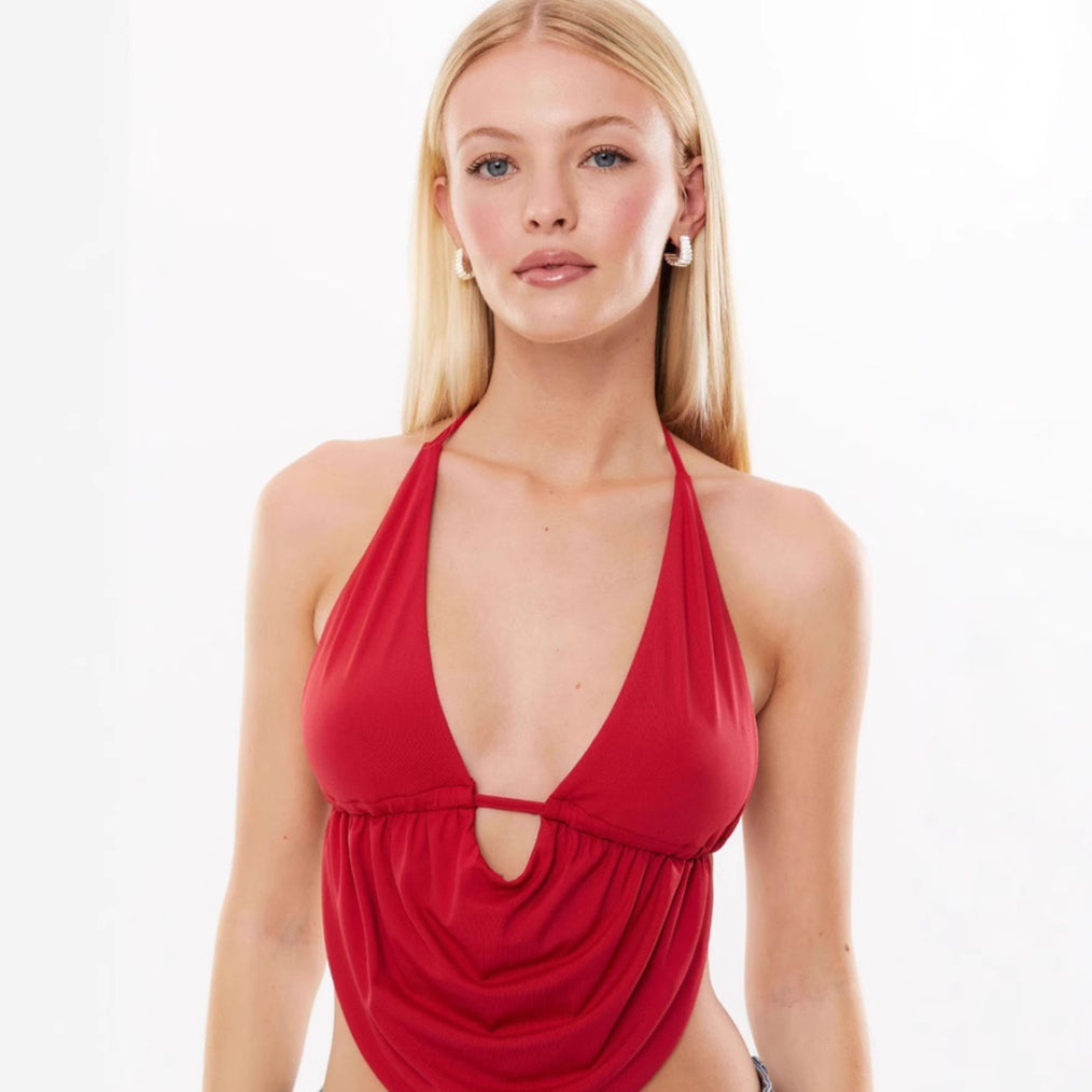 Lace-Up Halter Vest Top – Trendy Backless Short Sleeve for Women