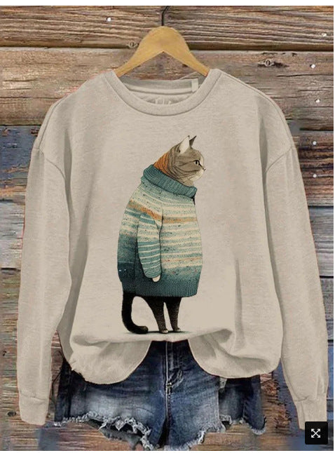 Women's 3D Digital Print Loose Street Fashion Sweatshirt