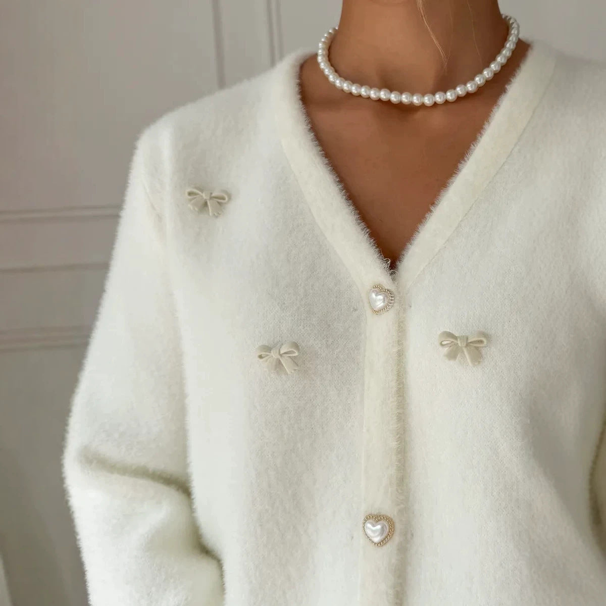 Mink-velvet-look Cardigan Sweater Top