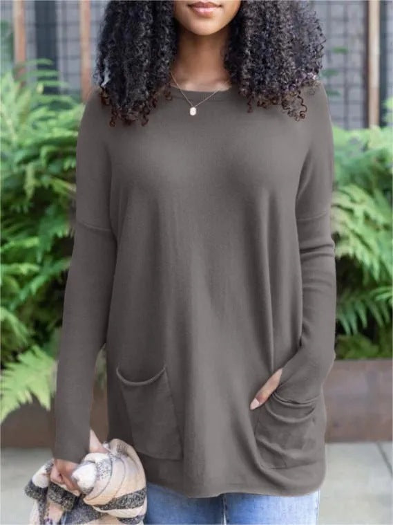 Women's Casual Long Sleeve Pocket Top