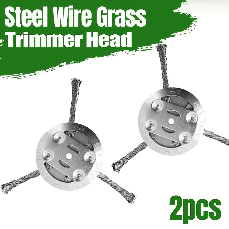 2‑Pack 6‑inch Steel Wire Grass Trimmer Head – Universal Wear‑Resistant Weed Eater Attachment
