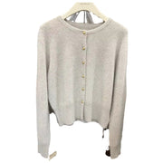 Round-neck Gold-button Wool Knit Cardigan Sweater