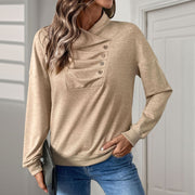 Sweater Pleating Button Stand Collar