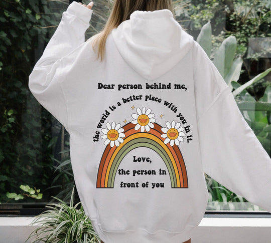 Rainbow Sunflower Drop-Shoulder Hoodie