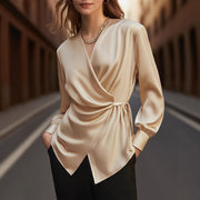 Chic Solid Color Long-Sleeve Women's Top