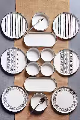 14-piece stackable ceramic breakfast set for 6 persons
