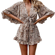 Deep V Lace Ruffled Jumpsuit for Women