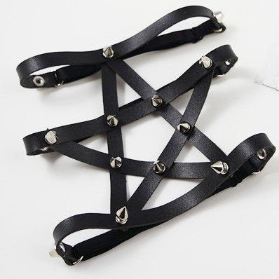 Sexy Pentagram Garter Belt for Women - Red Black & Yellow
