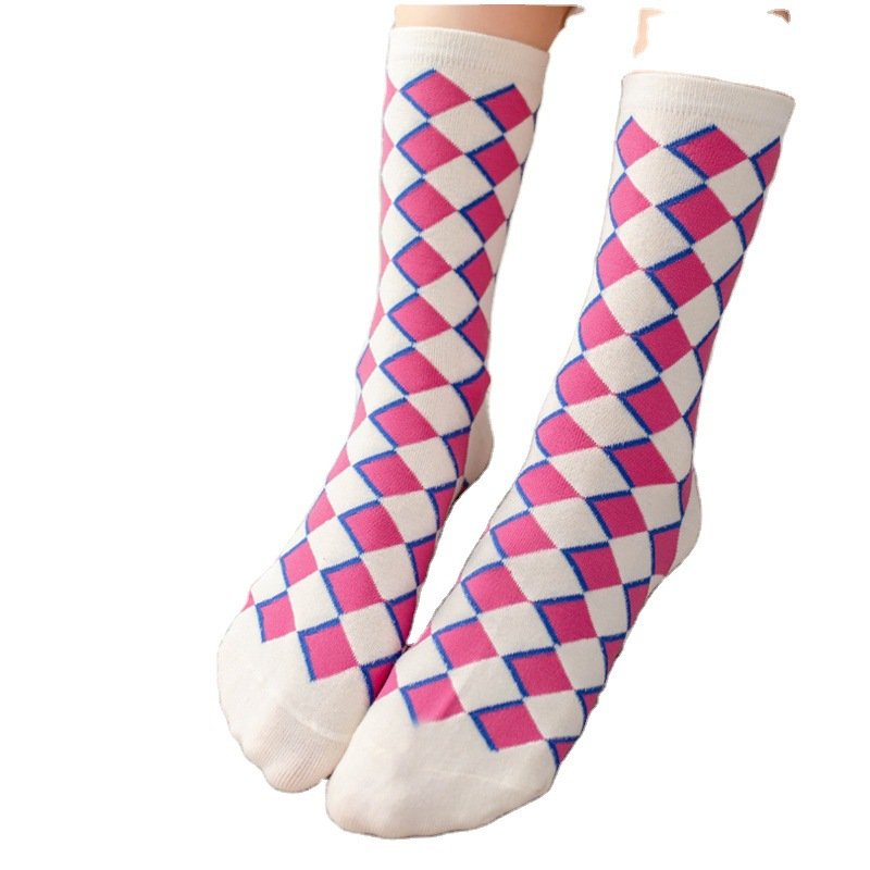 Breathable Female Plaid Socks for Women