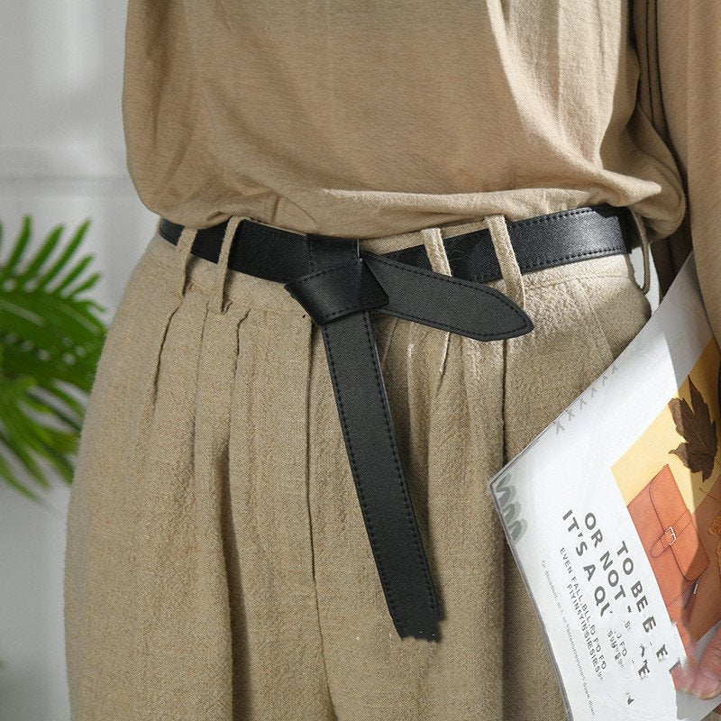 Versatile Khaki Leather Belt for Men and Women