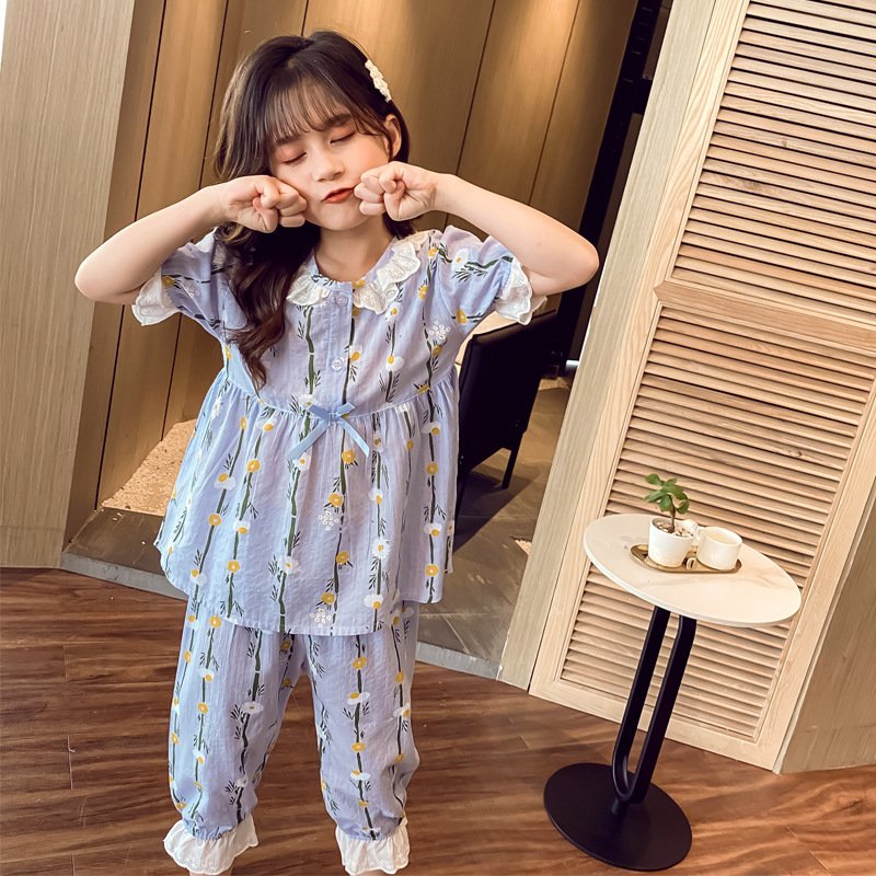 Cozy Air-Conditioned Pajamas for Little Girls