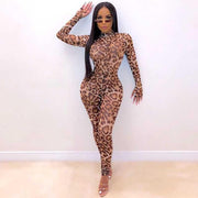 Leopard Print Jumpsuit for Women - Slim Fit Street Rock Style
