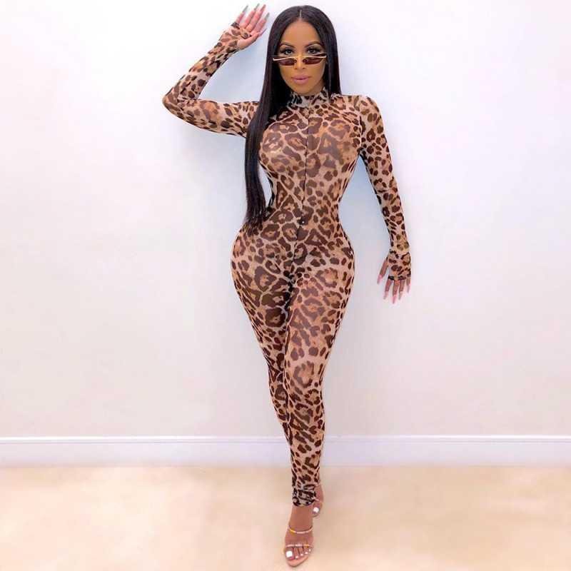 Leopard Print Jumpsuit for Women - Slim Fit Street Rock Style
