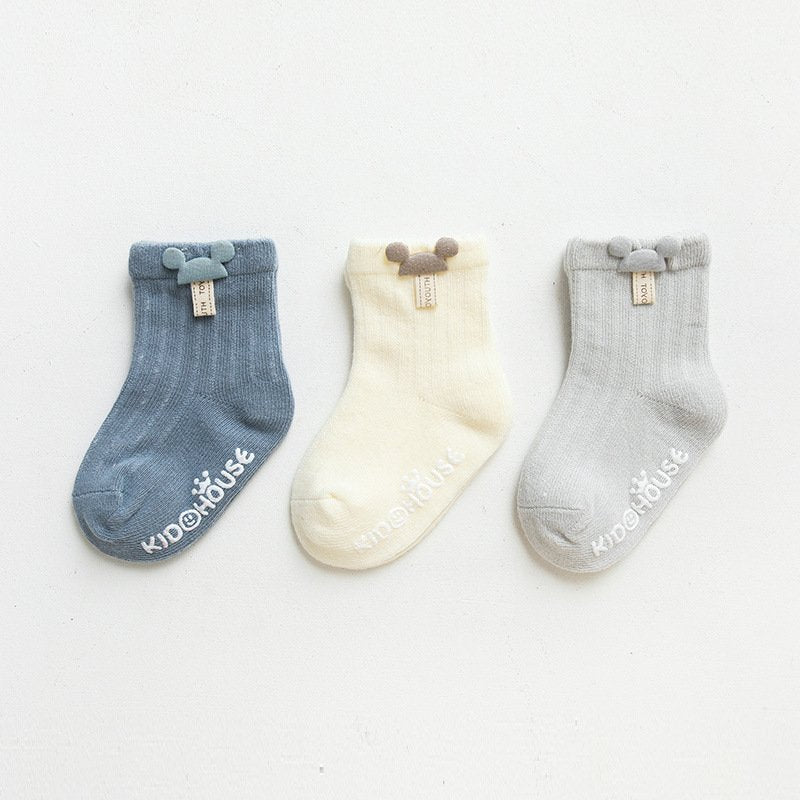 Cute Cartoon Baby Socks for Newborns, 3-Pack