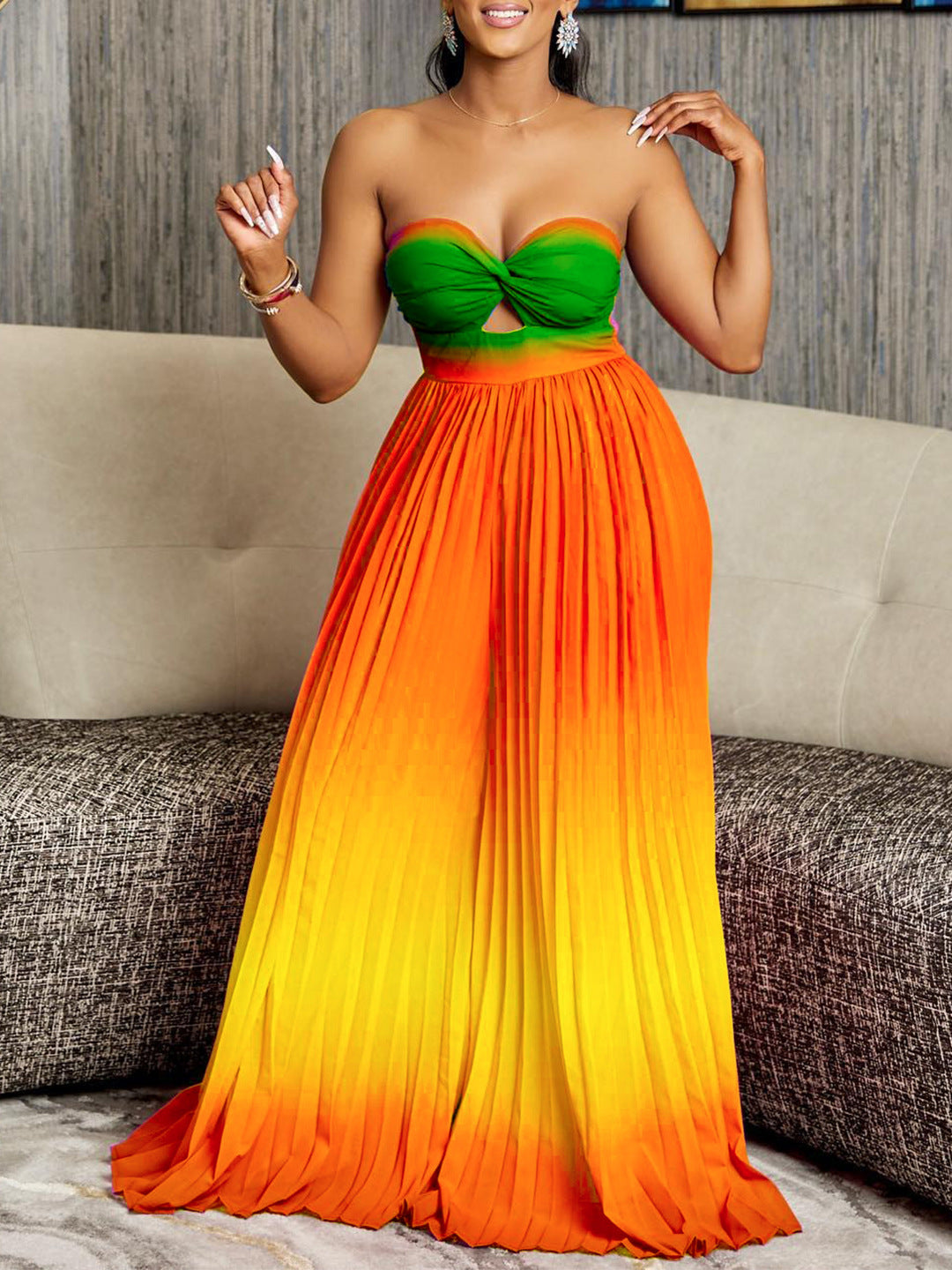 Gradient Backless Wide Leg Jumpsuit