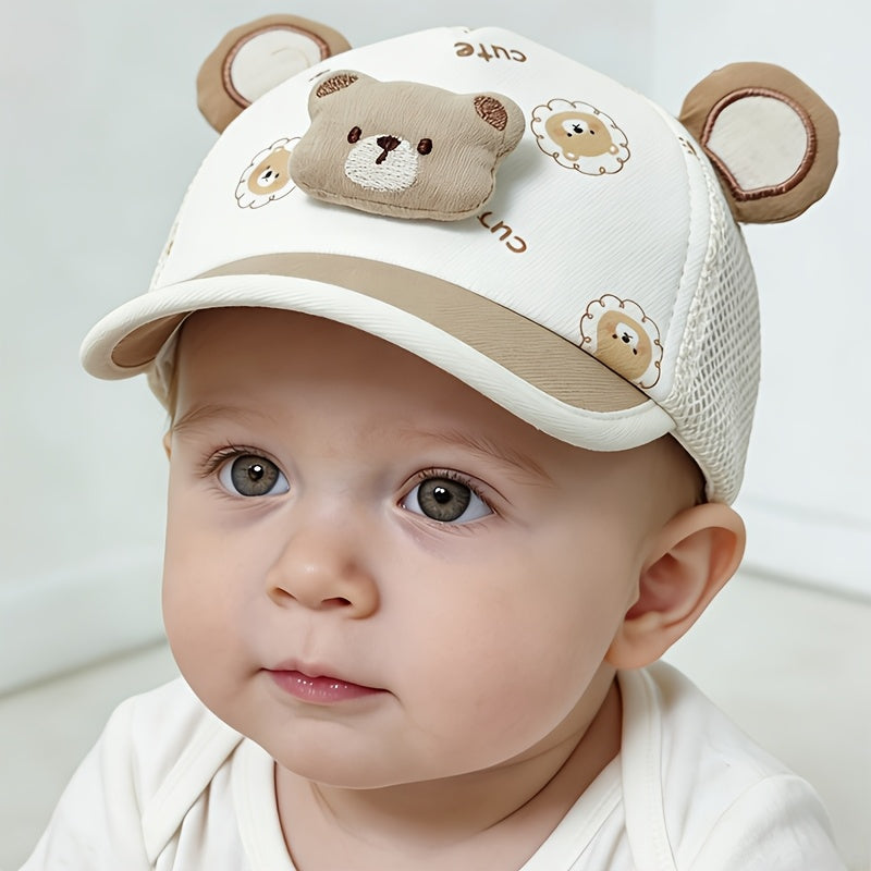 Baby Baseball Cap with Bear Print in Lightweight Fabric