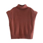 Cozy Wide Shoulder Knit Sweater Vest for Women