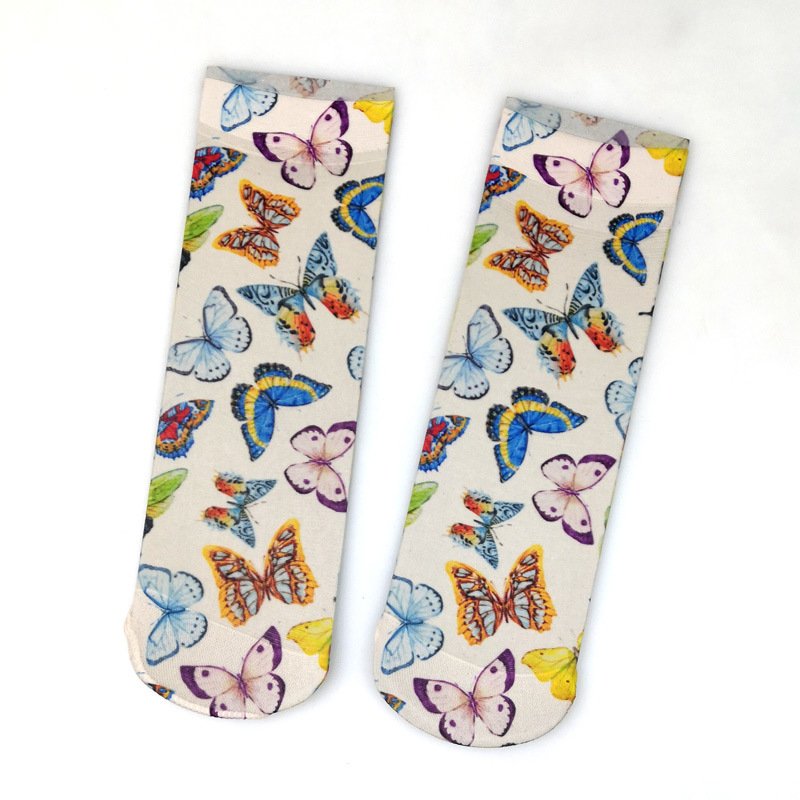 Big Flower Calf Socks for Women - Retro Print Tube Stockings
