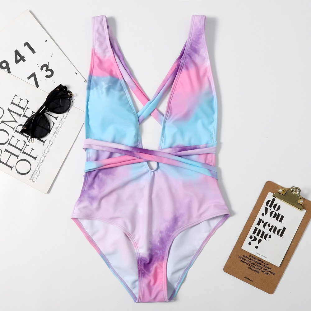 Sexy Gradient Deep V One-piece Swimsuit for Women