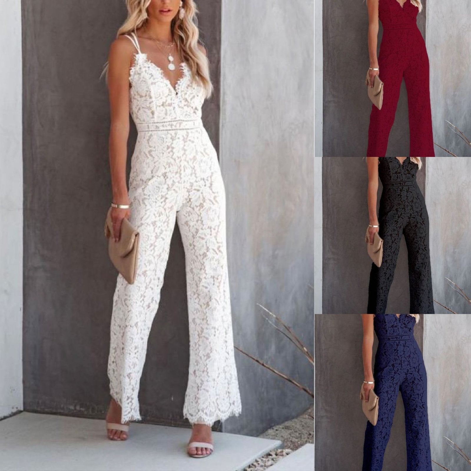 Lace Stitching Sleeveless Jumpsuit for Women