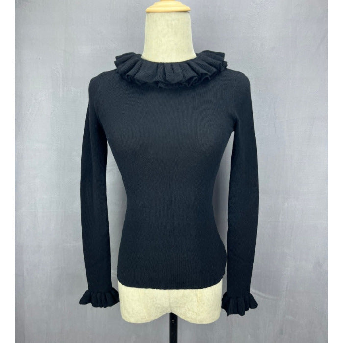 Chic Ribbed-neck Stand-collar Knitted Bottoming Shirt