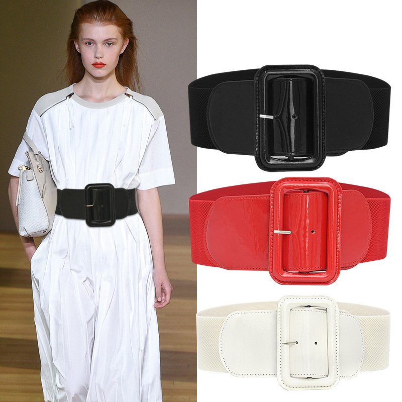 Brown and Black Elastic Waist Belt for Women