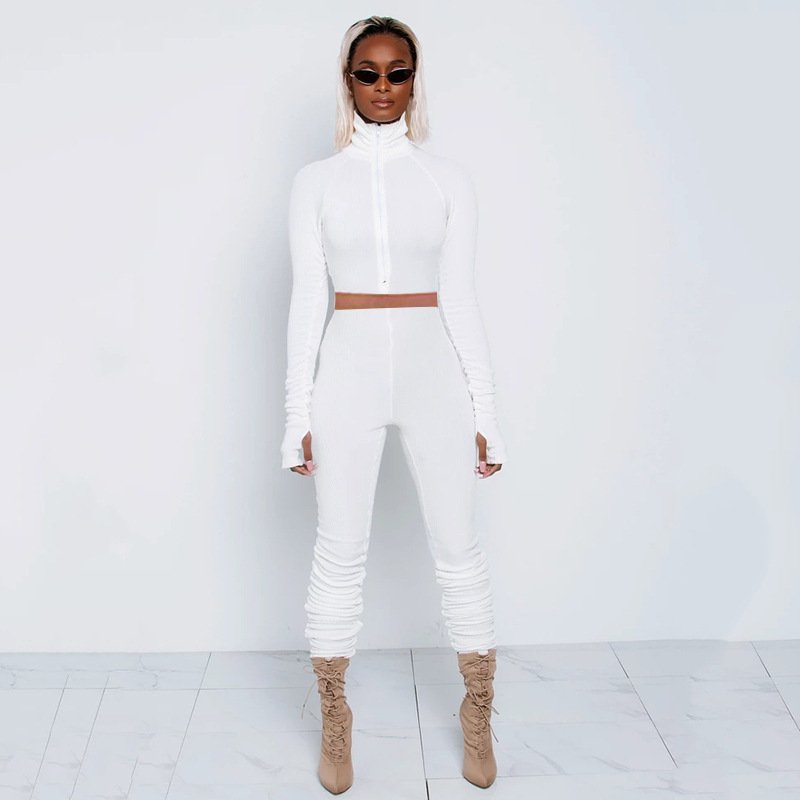 Women's Pleated Pit Strip Two-piece Suit