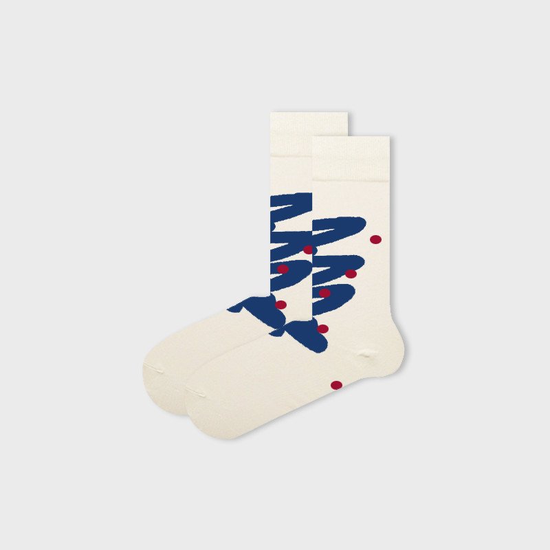 Geometric Couple Socks for Women - Blue and White Stripes