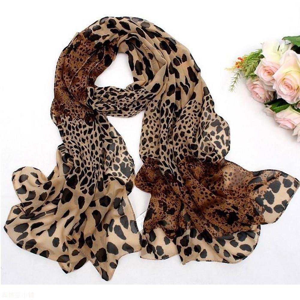 Leopard Print Silk Scarf for Women