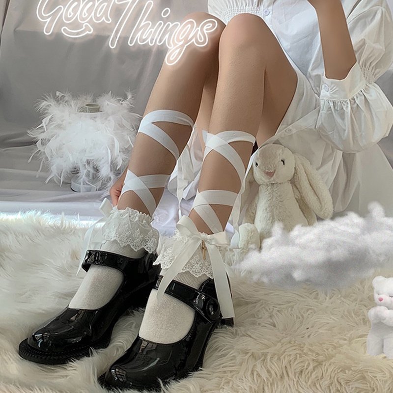 Cute White Japanese-Lace Leggings for Women