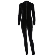 Autumn Velvet Jumpsuit - Long Sleeve Sexy One-Piece Pants