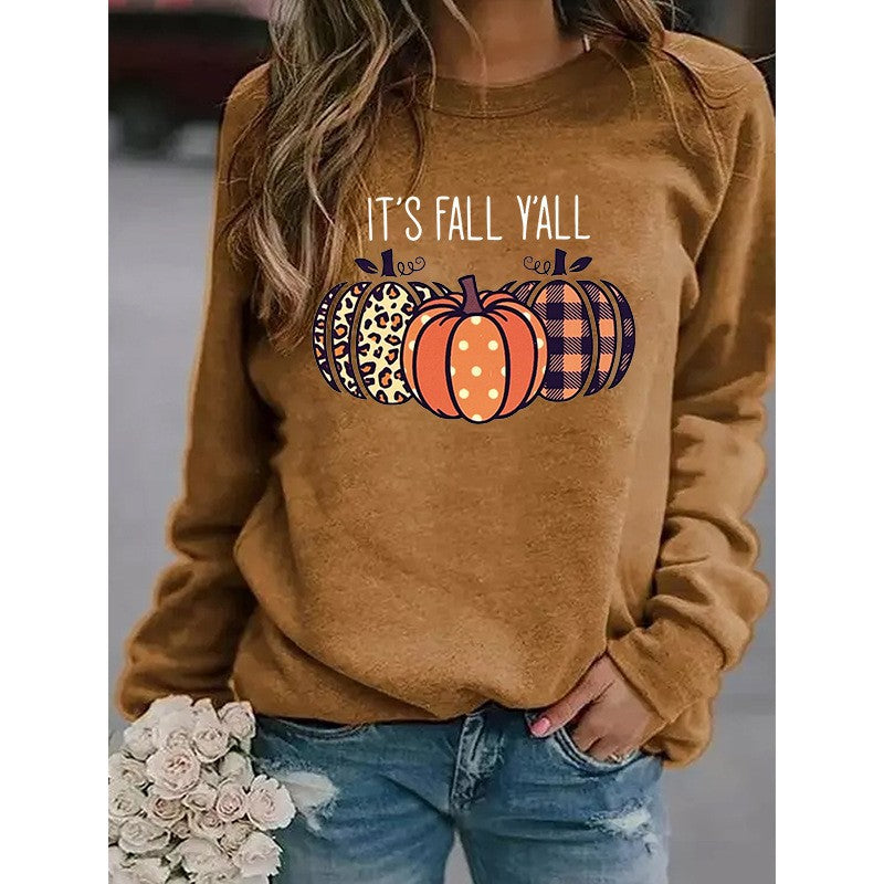 Women's Halloween Pumpkin Print Pullover Sweater