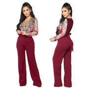Water-soluble Lace V-neck Jumpsuit for Women