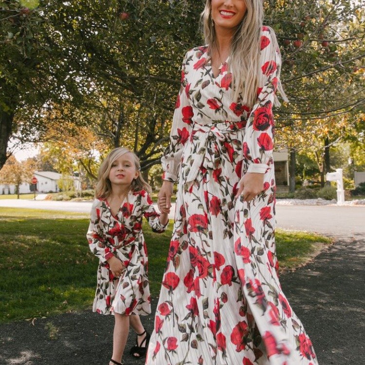 Mother-Daughter Floral Print Dress Set