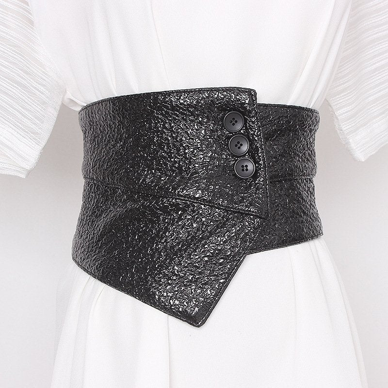 Patent Leather Waist Cincher with Skirt